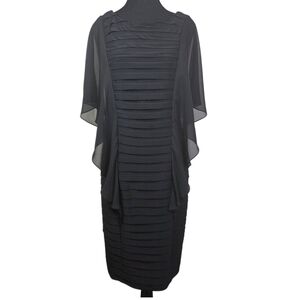 Scarlett Black Layered Sleeveless Midi Dress Wirh Attached Sheer Shawl Size 6